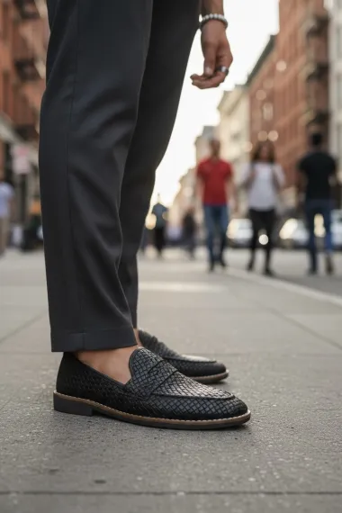 Mocasini barbati negri, tapla subtire, piele eco, comozi 12317 N2.3.4-2